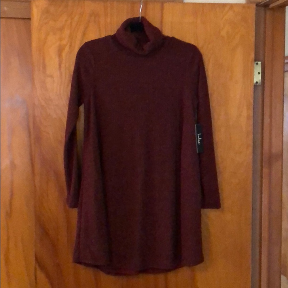 Cowl neck sweater dress